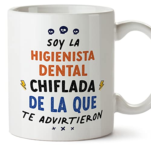 MUGFFINS Tazas para HIGIENISTA DENTAL mujer - En Español - Todos te advirtieron - 11 oz / 330 ml - Regalo original y divertido